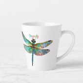 Stained Glass Colorful Dragonfly Latte Mok (Rechts)