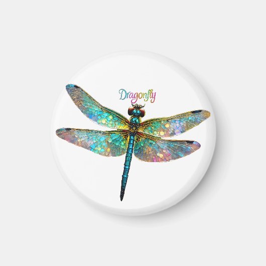 Stained Glass Colorful Dragonfly Magneet (Voorkant)