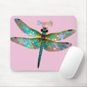 Stained Glass Colorful Dragonfly Muismat (Met muis)