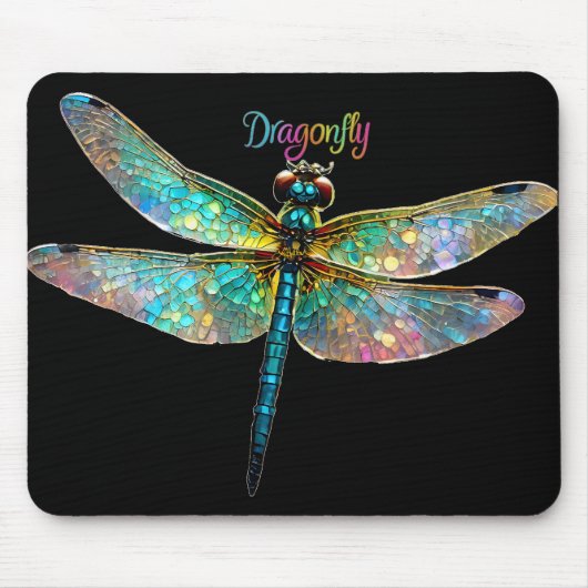 Stained Glass Colorful Dragonfly Muismat (Voorkant)