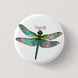 Stained Glass Colorful Dragonfly Ronde Button 3,2 Cm