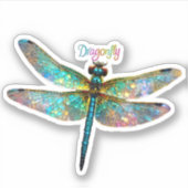 Stained Glass Colorful Dragonfly Sticker (Voorkant)