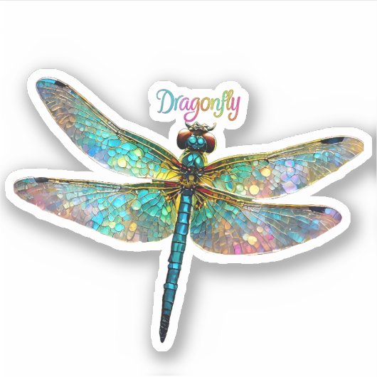Stained Glass Colorful Dragonfly Sticker (Voorkant)