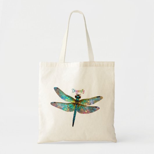 Stained Glass Colorful Dragonfly Tote Bag (Voorkant)