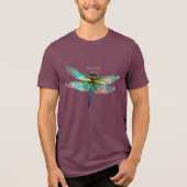 Stained Glass Colorful Dragonfly Tri-Blend Shirt (Voorkant)