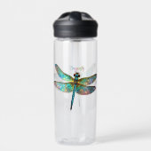 Stained Glass Colorful Dragonfly Waterfles (Voorkant)