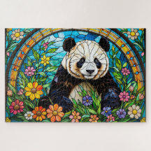 Stained Glass Colorful Giant Panda Jigsaw puzzle
