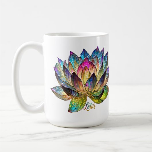 Stained Glass Colorful Lotus Flower Koffiemok (Links)