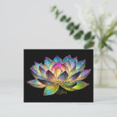 Stained Glass Colorful Lotus Flower on Black Briefkaart (Staand voorkant)