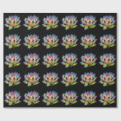 Stained Glass Colorful Lotus Flower on Black Cadeaupapier (Vlak)