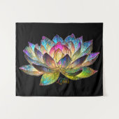 Stained Glass Colorful Lotus Flower on Black Wandkleed (Voorkant (horizontaal))