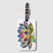Stained Glass Colorful Lotus Flower on White Bagagelabel (Voorkant (verticaal))