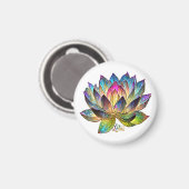 Stained Glass Colorful Lotus Flower on White Magneet (Voorkant / Achterkant)