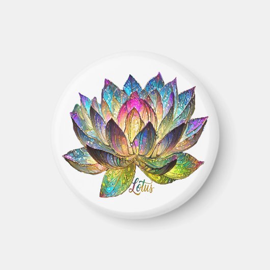 Stained Glass Colorful Lotus Flower on White Magneet (Voorkant)