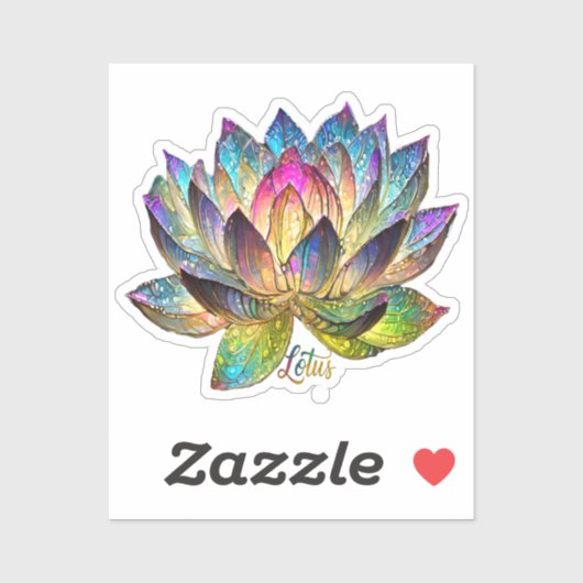 Stained Glass Colorful Lotus Flower  Sticker (Vel)