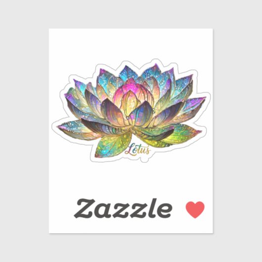 Stained Glass Colorful Lotus Flower  Sticker (Vel)