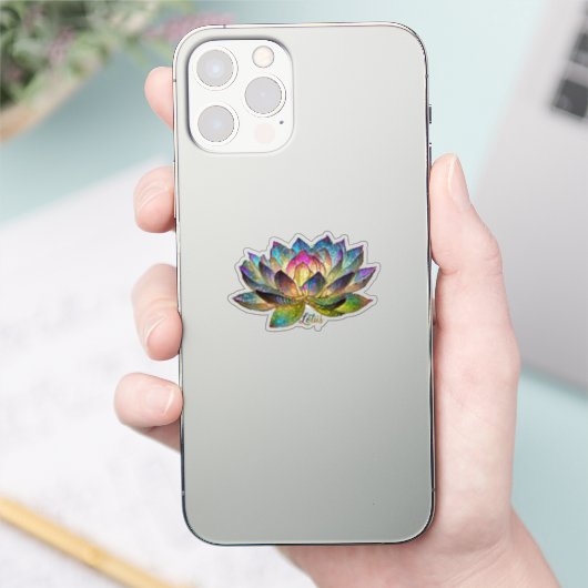 Stained Glass Colorful Lotus Flower Sticker (Telefoon)