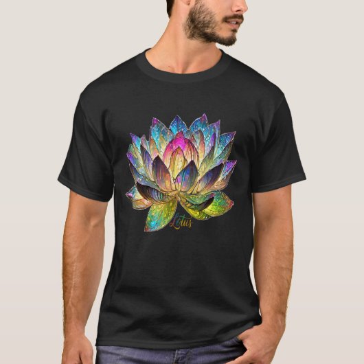 Stained Glass Colorful Lotus Flower T-shirt (Voorkant)