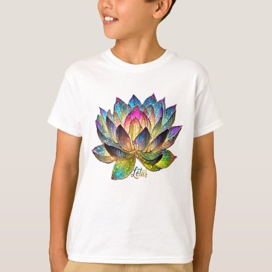 Stained Glass Colorful Lotus Flower T-shirt (Voorkant)
