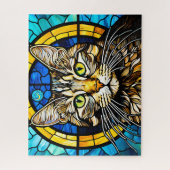 Stained Glass Cute Cat Jigsaw Puzzle Legpuzzel (Verticaal)