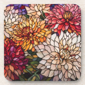 Stained Glass Dahlia Art Bier Onderzetter (Voorkant)