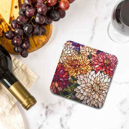 Stained Glass Dahlia Art Bier Onderzetter