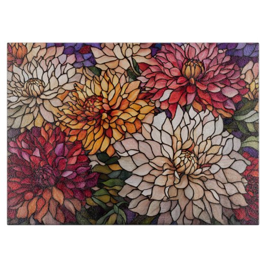 Stained Glass Dahlia Art Snijplank (Voorkant)