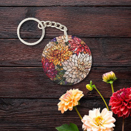 Stained Glass Dahlia Sleutelhanger