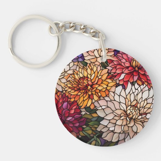 Stained Glass Dahlia Sleutelhanger (Voorkant)