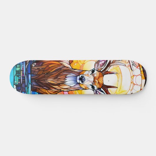 Stained Glass Deer Persoonlijk Skateboard (Horizontaal)