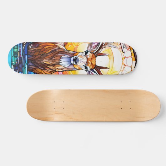 Stained Glass Deer Persoonlijk Skateboard (Horizontaal)