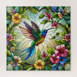 Stained Glass Design of Hummingbird Legpuzzel