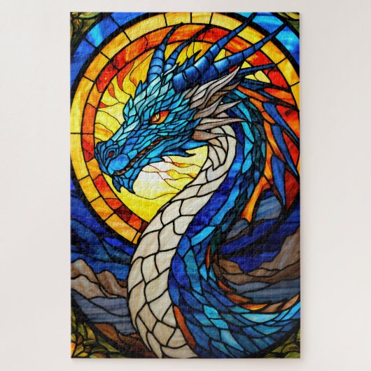 Stained Glass Dragon Jigsaw Puzzle Legpuzzel (Verticaal)