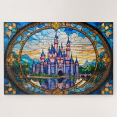 Stained Glass Dream Castle jigsaw puzzle Legpuzzel (Horizontaal)