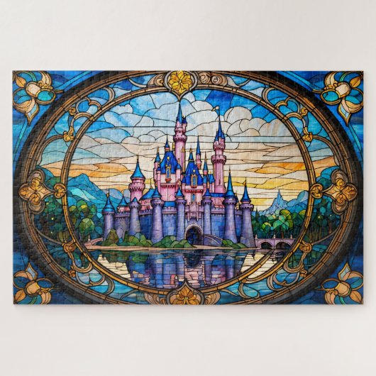Stained Glass Dream Castle jigsaw puzzle Legpuzzel (Horizontaal)