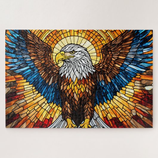 Stained Glass Eagle Jigsaw Puzzle Legpuzzel (Horizontaal)