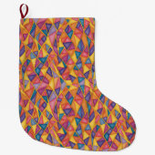 Stained Glass Effect Rainbow Christmas Stocking Grote Kerstsok (Voorkant)