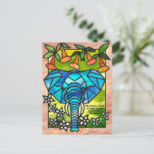 Stained Glass Elephant Postcards Feestdagenkaart (Staand voorkant)