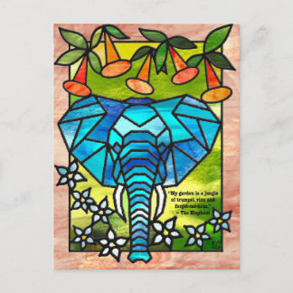 Stained Glass Elephant Postcards Feestdagenkaart