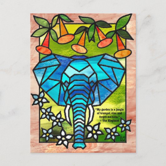 Stained Glass Elephant Postcards Feestdagenkaart (Voorkant)