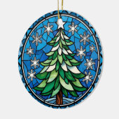Stained Glass Evergreen Snowflakes Art Keramisch Ornament (Links)