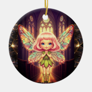 Stained glass, fairies, cathedrals, prayer keramisch ornament