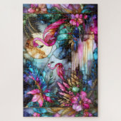 Stained Glass Flamingo Moon Garden Legpuzzel (Verticaal)