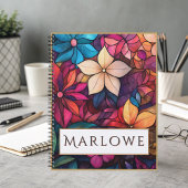 Stained Glass Floral Kaleidoscope of Brilliance Notitieboek