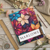 Stained Glass Floral Kaleidoscope of Brilliance Notitieboek