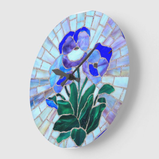 stained glass flower clock grote klok (Hoek)