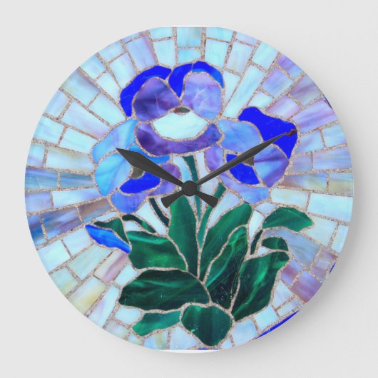 stained glass flower clock grote klok (Voorkant)