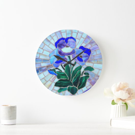 stained glass flower clock grote klok (Huis)