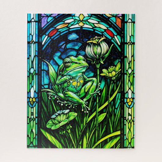 Stained Glass Frog Jigsaw Puzzle Legpuzzel (Verticaal)