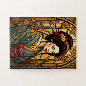 stained glass geisha puzzel legpuzzel (Horizontaal)